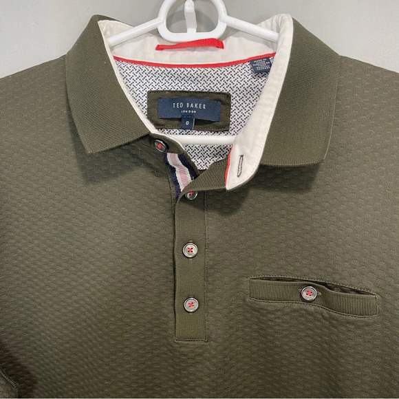 Ted Baker Long Sleeve Green Navy Polo shirt Deluxe size 6 - Picture 2 of 16